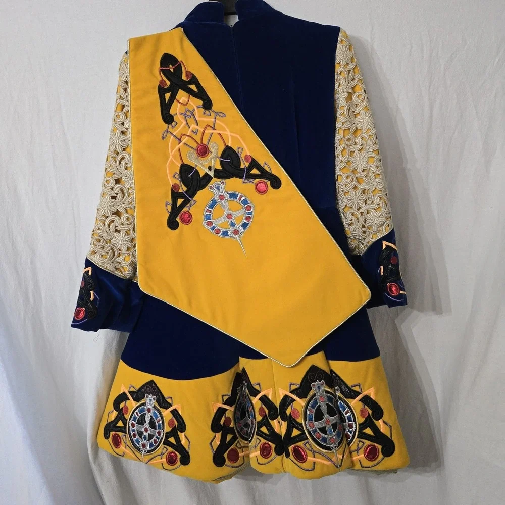Vintage Celtic Irish Traditional‎ Folk Step Dance Dress Costume Embroidered